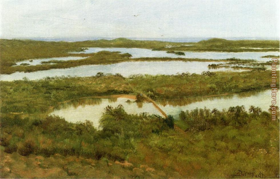 A River Estuary painting - Albert Bierstadt A River Estuary art painting